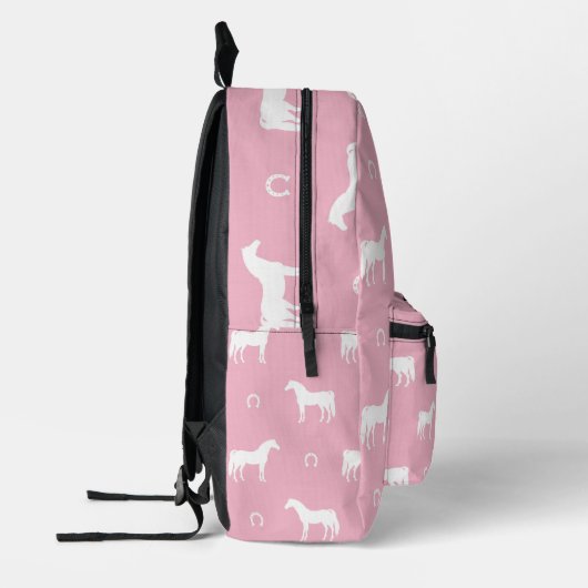 Sac À Dos Imprimé Cheval équestre personnalisé Motif rose (Gauche)
