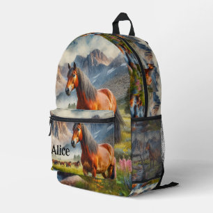 Sac À Dos Imprimé Cheval Mustang IA Personnalisé 