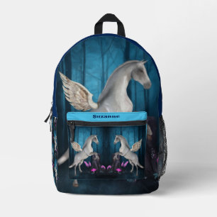 Sac À Dos Imprimé Cheval Pegasus En Forêt Imaginaire Personnalisé
