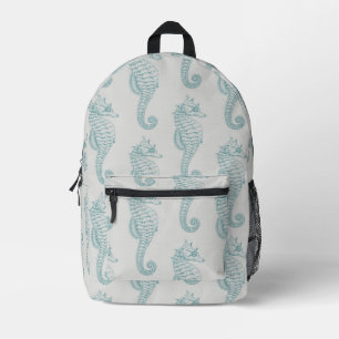 Sac À Dos Imprimé Chevaux de mer tropicaux, Motif hippocampe - gris 
