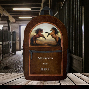 Sac À Dos Imprimé Chevaux sauvages en cuir Faux