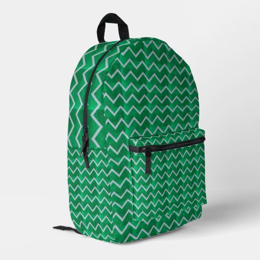 Sac À Dos Imprimé Chevron blanc en zigzag sur fond vert texturé (Coin arrière gauche)