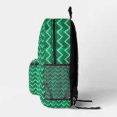 Sac À Dos Imprimé Chevron blanc en zigzag sur fond vert texturé (Droite)