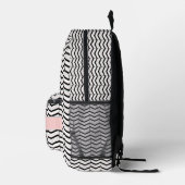 Sac À Dos Imprimé Chevron Noir Blanc et Rose (Droite)