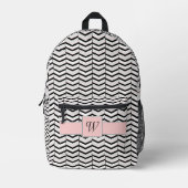 Sac À Dos Imprimé Chevron Noir Blanc et Rose (Recto)