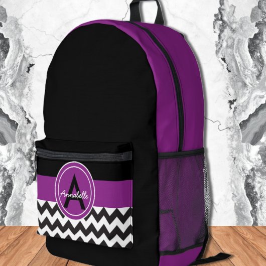 Sac À Dos Imprimé Chevron violet noir