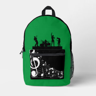 Sac À Dos Imprimé Chic amateur de musique de bande verte