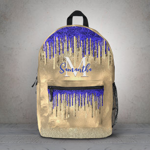 Sac À Dos Imprimé Chic bleu royal paillettes dorées monogramme goutt