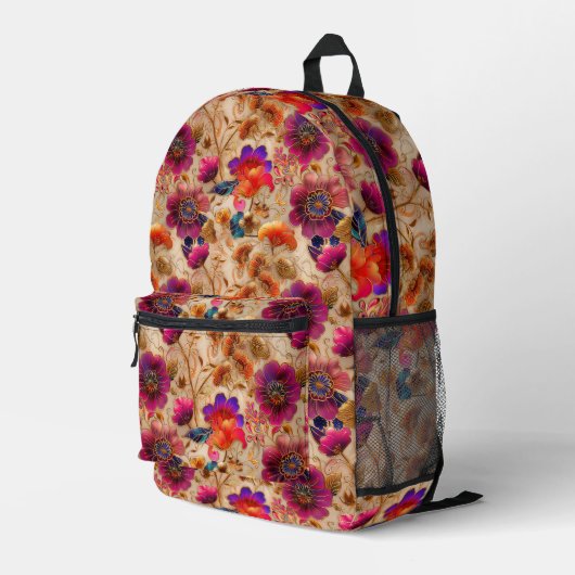 Sac À Dos Imprimé Chic crème crème motif floral (Coin arrière droit)