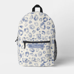 Sac À Dos Imprimé Chic Élégant Bleu Poussiéreux Imprimé Léopard Ivoi