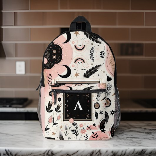 Sac À Dos Imprimé chic filles chic joli monogramme noir école