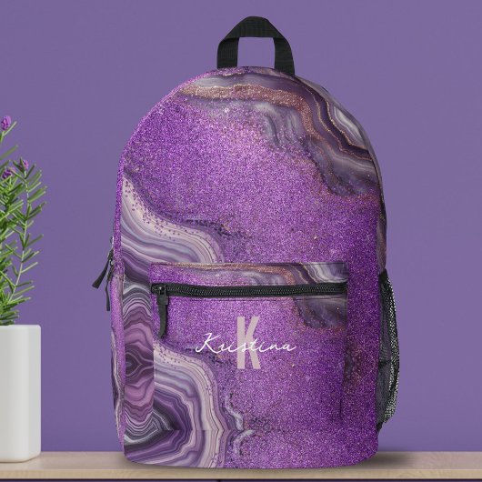 Sac À Dos Imprimé Chic Glam Élégant violet Parties scintillant Agate