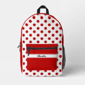 Sac À Dos Imprimé Chic Polka Dot Rouge Blanc Arrière - plan (Recto)
