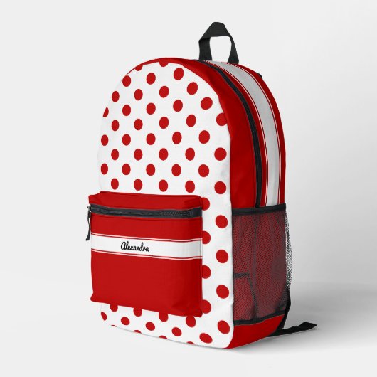 Sac À Dos Imprimé Chic Polka Dot Rouge Blanc Arrière - plan (Coin arrière droit)