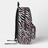 Sac À Dos Imprimé Chic Rouge Cœurs Noirs et Blanc Impression Zèbre (Gauche)
