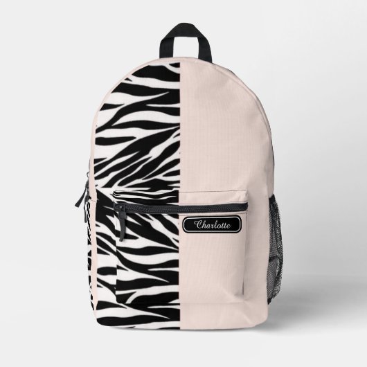 Sac À Dos Imprimé Chic Soft Peach Black and White Zebra Ados d'impre (Recto)