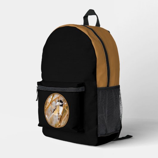 Sac À Dos Imprimé Chickadee au plafond noir - Photo originale (Coin arrière droit)