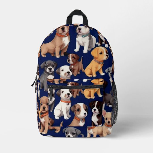 Sac À Dos Imprimé Chien Chien Chien bleu de la marine Design Motif (Recto)