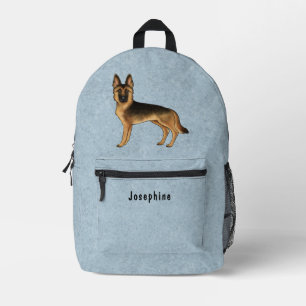 Sac À Dos Imprimé Chien de berger allemand noir et feu avec texte pe