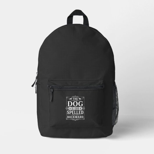 Sac À Dos Imprimé Chien Drôle Dieu Écrit à l'Envers (Recto)