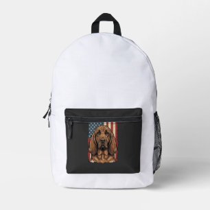 Sac À Dos Imprimé Chien Limier Patriotique Art du Drapeau Américain_