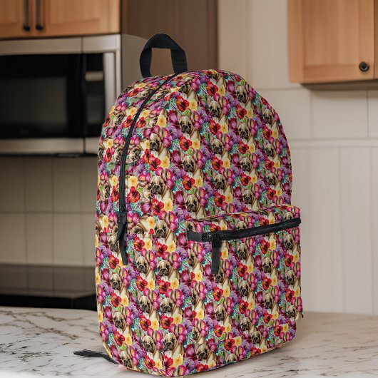 Sac À Dos Imprimé Chien-taureau français et pourpre en Hibiscus roug