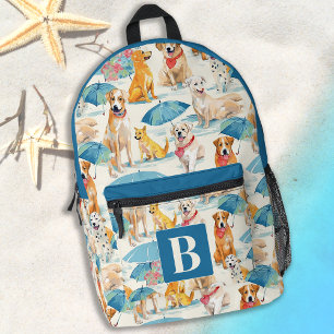 Sac À Dos Imprimé Chiens d'été Coloré Personnalisé Monogramme Motif