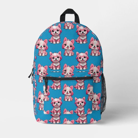 Sac À Dos Imprimé Chiens roses mignons - Bleu (Recto)