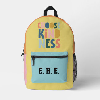 Sac À Dos Imprimé Choisissez la gentillesse, Monogramme coloré pour