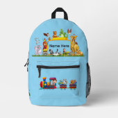 Sac À Dos Imprimé Choo Choo Train Loco Motive Blue Funny Monkeys 2 (Recto)