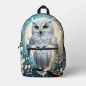Sac À Dos Imprimé Chouette Blanche À Neige Avec Étincelle, (Recto)