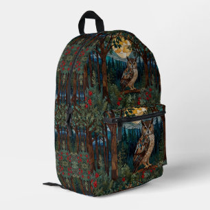 Sac À Dos Imprimé Chouette boho élégant tache de verre forêt boisée
