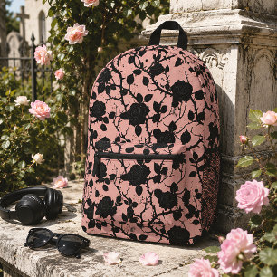 Sac À Dos Imprimé Cimetière gothique Roses Floral Rose & Noir