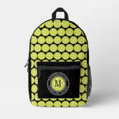 Sac À Dos Imprimé Citation Sportive Pickleball Nom Initial Noir (Recto)