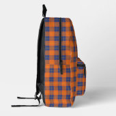 Sac À Dos Imprimé Citrouille orange bleu Tartan Plaid Monogramme (Gauche)