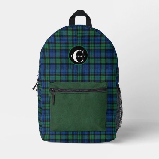 Sac À Dos Imprimé Clan Campbell Plaid Monogrammé (Recto)