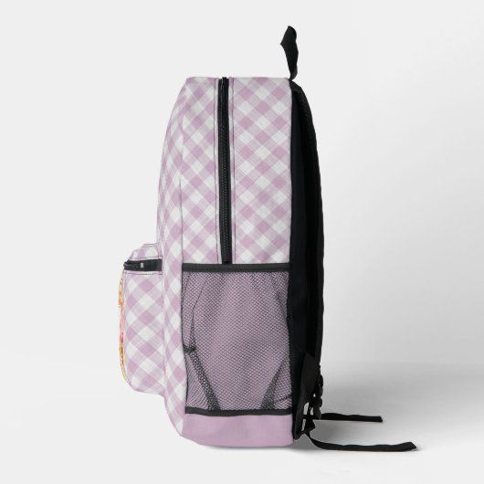 Sac À Dos Imprimé Classé Pastel Violet Rose En vichy Chèque Motif (Droite)