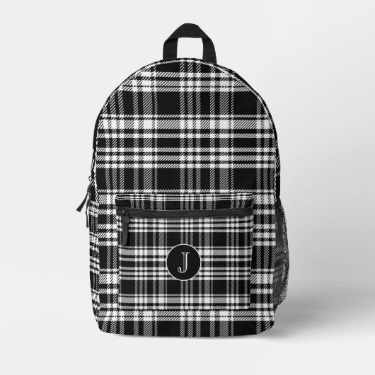 Sac À Dos Imprimé Classic Monogrammé Noir et Blanc Plaid (Recto)