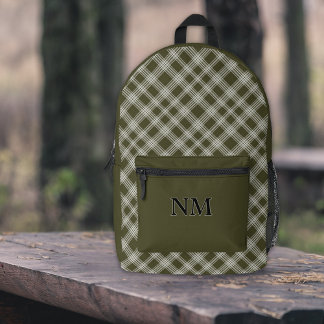 Sac À Dos Imprimé Classic Sage Green Plaid Personnalisé