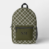 Sac À Dos Imprimé Classic Sage Green Plaid Personnalisé (Recto)