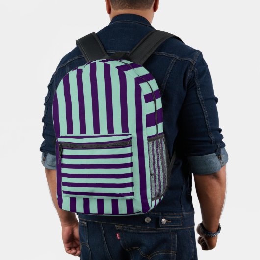 Sac À Dos Imprimé Classique rayé violet foncé et sarcelle clair (Insitu (Modèle))