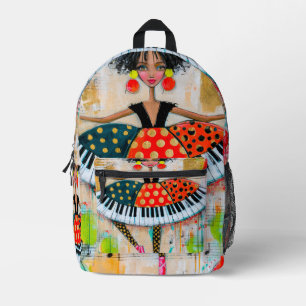 Sac À Dos Imprimé Clavier de piano fantaisiste Musique Ballerine