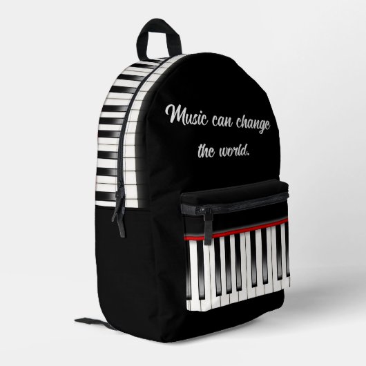 Sac À Dos Imprimé Clavier Piano Avec Citation Musique (Coin arrière gauche)