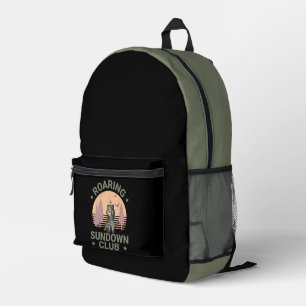 Sac À Dos Imprimé Club du coucher de soleil de la forêt rétro du tig