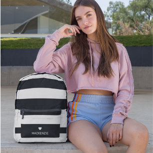 Sac À Dos Imprimé Coeur des filles tendance Imprimer noir & blanc ra