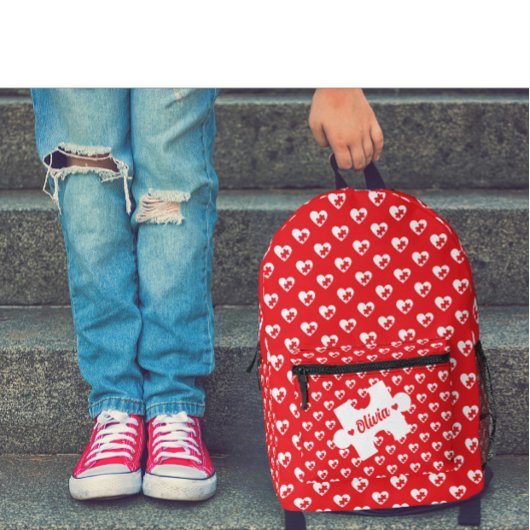 Sac À Dos Imprimé Cœur moderne et pièces de puzzle | Saint-Valentin