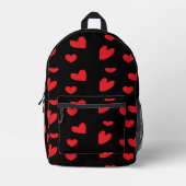 Sac À Dos Imprimé Coeurs d'amour rouge sur noir (Recto)