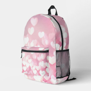 Sac À Dos Imprimé Coeurs De Bokeh Rose Et Blanc