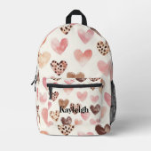 Sac À Dos Imprimé Coeurs de crème rose pâle Empreinte de léopard (Recto)