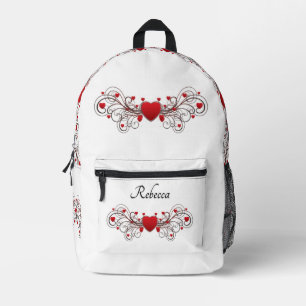 Sac À Dos Imprimé Cœurs défilés sur fond blanc personnalisé